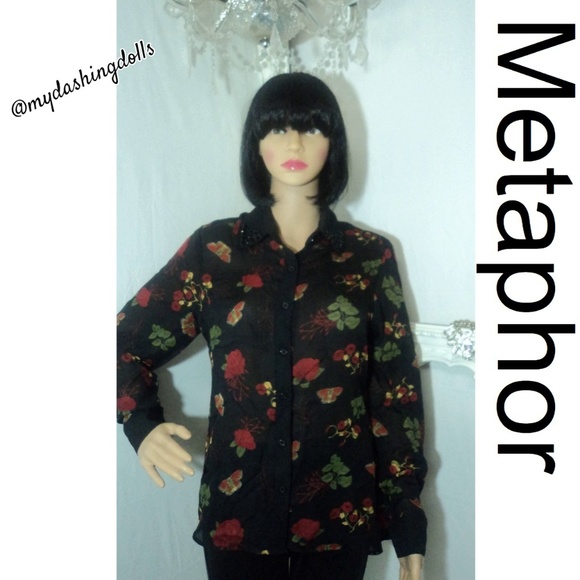 Black Floral Blouse - Picture 1 of 6